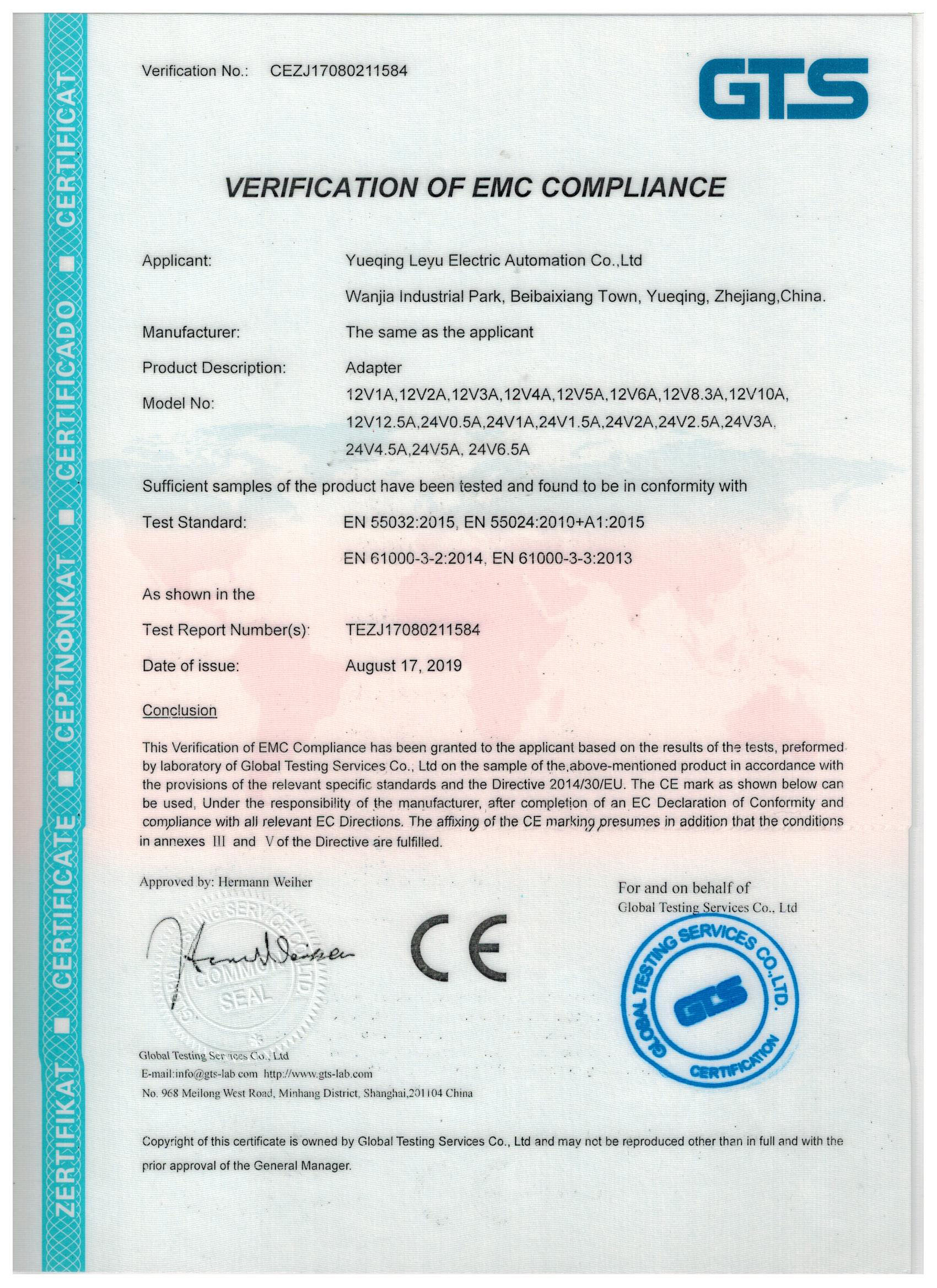 GTS Certificate