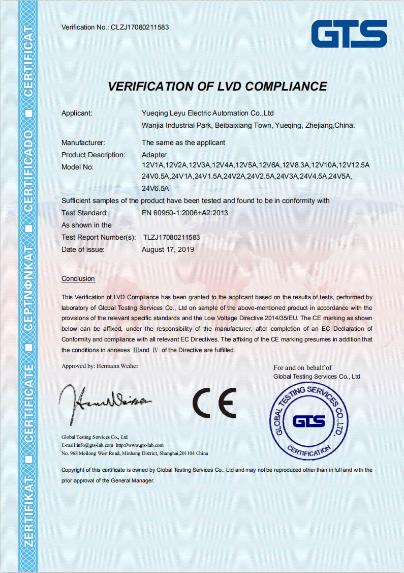 CE-Adapter Certificate